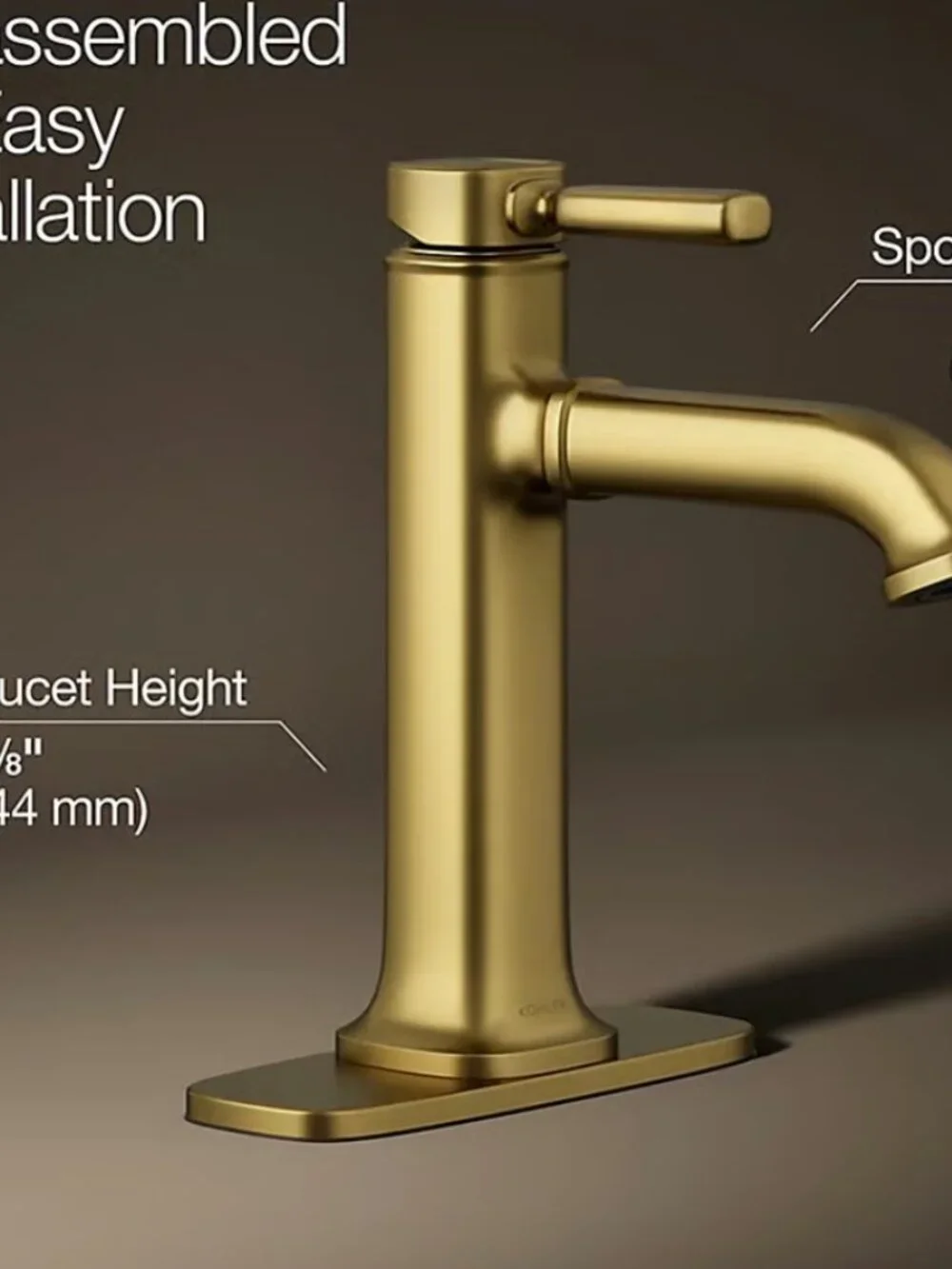Kohler Terzet Bathroom Sink Faucet Vibrant Brushed Moderne Brass
